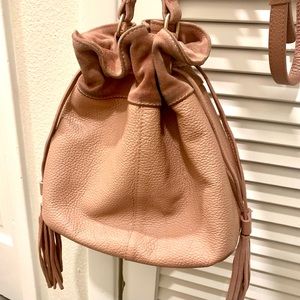 SOLD American Eagle Italian Leather Blush Bucket Bag
